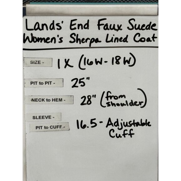 Lands' End Faux Suede Women's Sherpa Lined Coat Size 1X (16-18W) - Picture 10 of 10